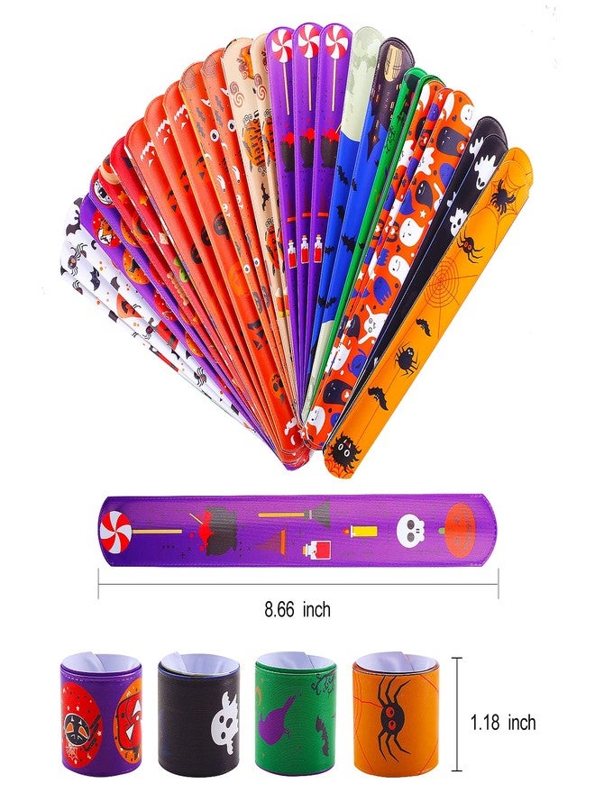 Klurent Halloween Bracelets for Kids, 36 Pcs Slap Bracelets Bulk, Party Favors Toys, 12 Different Designs for Supplies, Treat Bags Gifts - Image 2