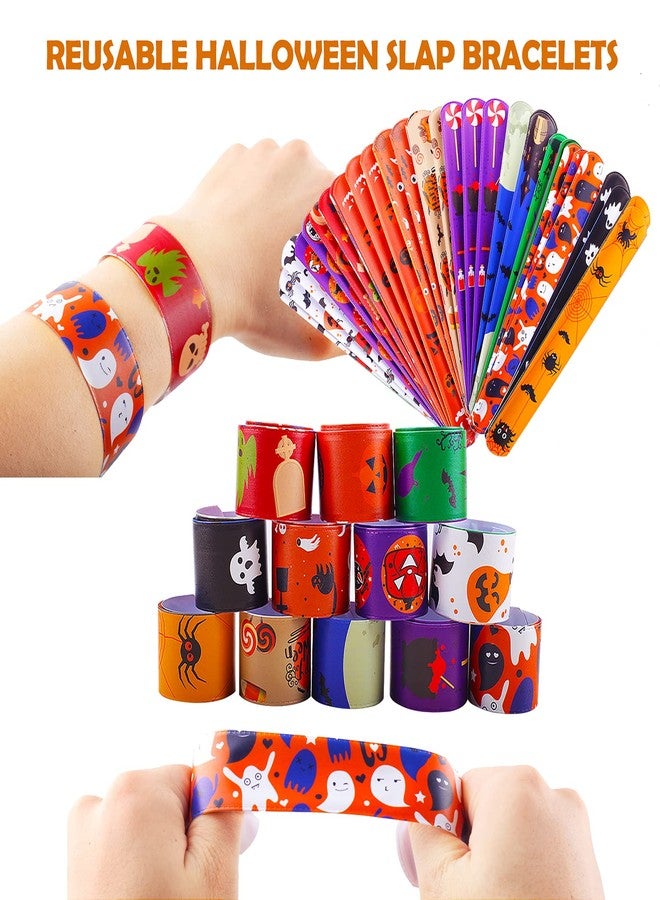 Klurent Halloween Bracelets for Kids, 36 Pcs Slap Bracelets Bulk, Party Favors Toys, 12 Different Designs for Supplies, Treat Bags Gifts - Image 5