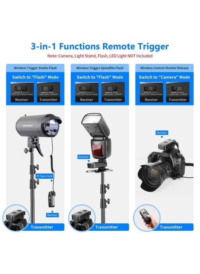 Neewer FC-16 3-IN-1 2.4GHz Wireless Flash Trigger with Remote Shutter - Compatible with Canon EOS 1100D, 50D, 40D, 5D Mark II, III, 7D, T3, T3i, T4i, Rebel XS, XSi