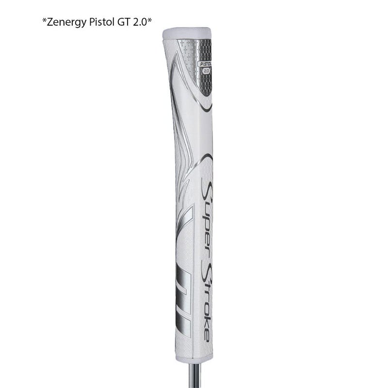 Super Stroke SuperStroke Zenergy Pistol 2.0 Golf Putter Grip with No Taper Enhanced SPYNE Technology, New Multi-Zone Texturing and Tech-Port, White/Silver - Image 2