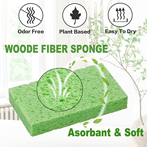 Temede Cellulose Sponges,Heavy Duty Scrub Sponges,Non-Scratch Kitchen Sponges for Dish,Colorful Compressed Dish Scrubber Sponge for Household,Cookware,Bathroom,6pcs - Image 3