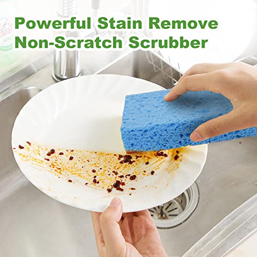 Temede Cellulose Sponges,Heavy Duty Scrub Sponges,Non-Scratch Kitchen Sponges for Dish,Colorful Compressed Dish Scrubber Sponge for Household,Cookware,Bathroom,6pcs - Image 4