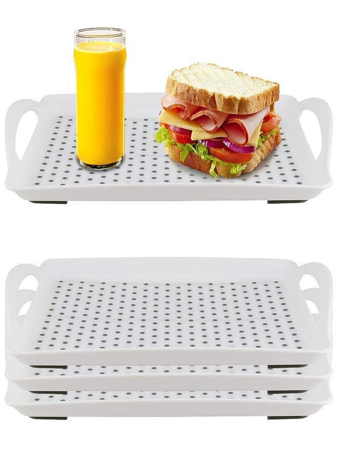 HOIGON 4 Pack 16.5 x 11.4 x 1.6 Inch Anti-Slip Food Serving Tray with Handles, Rectangular Plastic Serving Trays Cafeteria Dinner Trays for Eating On Couch, Bed - Image 1