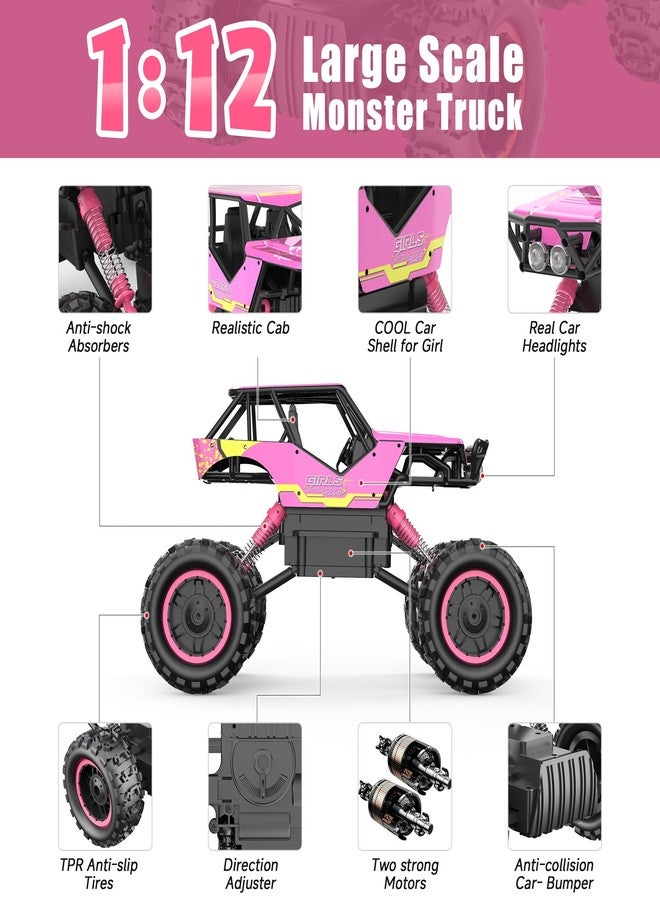 DOUBLE E 1:12 RC Monster Truck - 4WD Off-Road Remote Control Car with Dual Motors and Headlights - Image 3