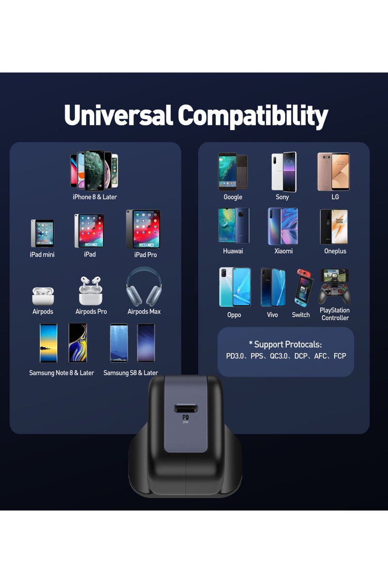 جودا اليابانية شاحن جداري بقوة 30 واط بمنفذ تايب سي - اسود - Image 3