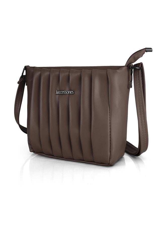 JI ACCESSORIES Quilted Crossbody Sling Bag for Women Soft Padded Design, Adjustable Strap, Compact Everyday Shoulder Purse (COFFEE) - Image 5