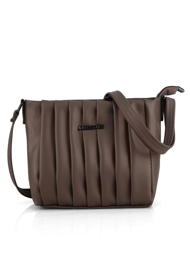 JI ACCESSORIES Quilted Crossbody Sling Bag for Women Soft Padded Design, Adjustable Strap, Compact Everyday Shoulder Purse (COFFEE) - Image 1