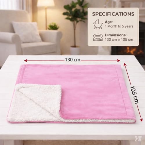 BRANDONN Baby Blanket 130x105 cm – Ultra Soft Dual Layer Sherpa & Flannel, Lightweight Warm Newborn Blanket for Crib, Stroller, Travel & Feeding, Skin-Friendly, 1 Month Till 5 Years (Pink) - Image 4