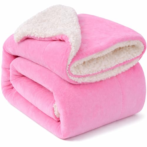 BRANDONN Baby Blanket 130x105 cm – Ultra Soft Dual Layer Sherpa & Flannel, Lightweight Warm Newborn Blanket for Crib, Stroller, Travel & Feeding, Skin-Friendly, 1 Month Till 5 Years (Pink) - Image 1