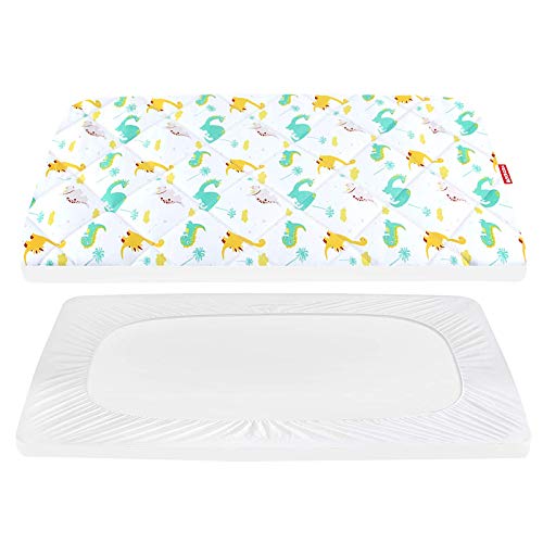 Moonsea Pack and Play Sheets Fitted, Breathable Thick Playard Lovely Print Cover 39"×27"×5" Compatible with Graco Pack n Play, Dinosaur - Image 1