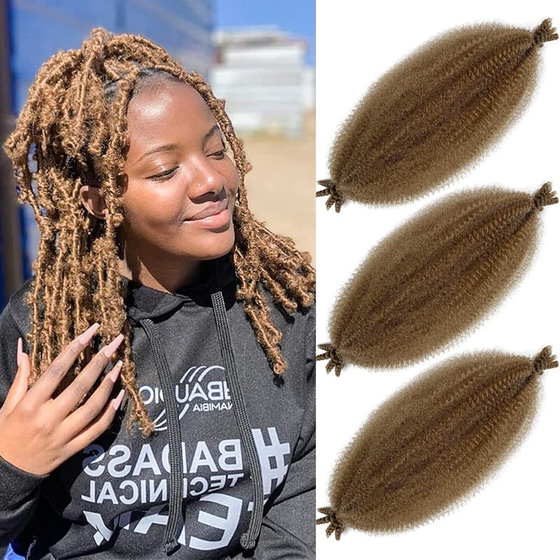 Chicmoi Afro Spring Twist Hair Color 27 Braiding Hair for Butterfly Locs 16 Inch 3 Packs Marley Twist Braiding Hair #27 Golden Brown Cuban Twist Hair Extension for Black Women - Image 1