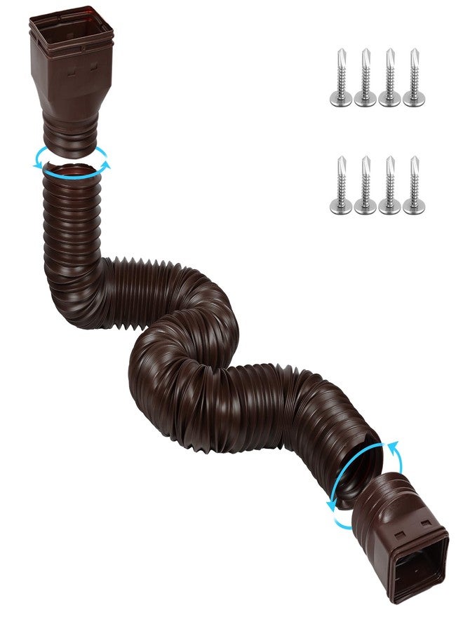 plusgutter Gutter Downspout Extensions Flexible, Drain Downspout Extender,Down Spout Drain Extender, Gutter Connector Rainwater Drainage,Extendable from 2.6ft to 11.3ft(Brown) - Image 1