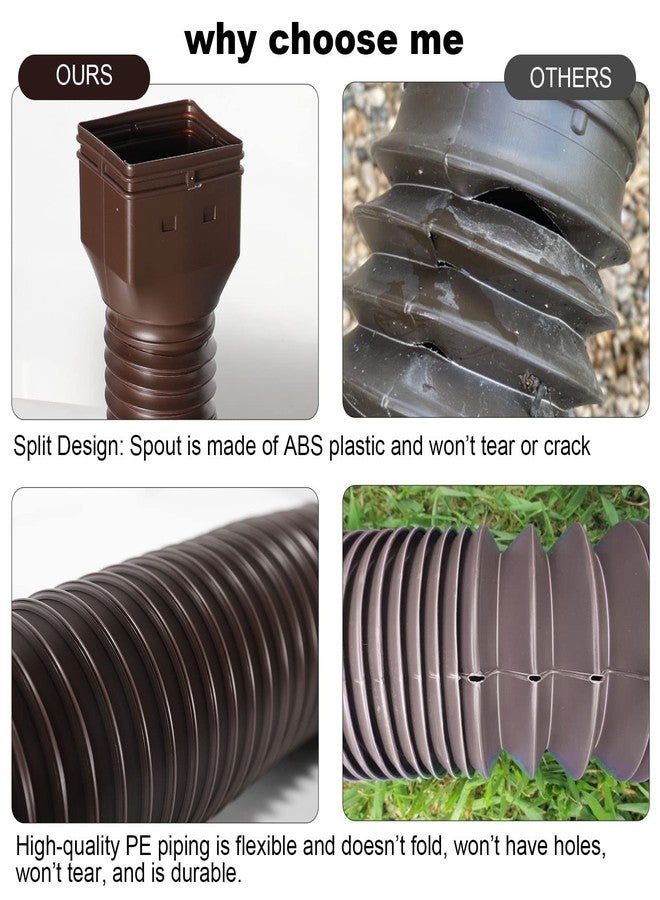 plusgutter Gutter Downspout Extensions Flexible, Drain Downspout Extender,Down Spout Drain Extender, Gutter Connector Rainwater Drainage,Extendable from 2.6ft to 11.3ft(Brown) - Image 2