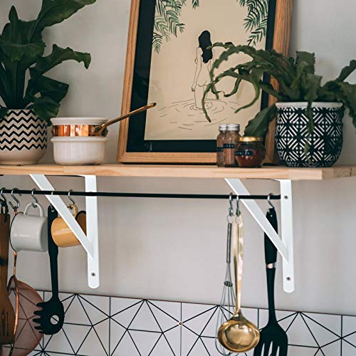 EOEXN 16 Pack 12 Inch Shelf Brackets Heavy Duty Right Angle Bracket Triangle Shelf Brackets Steel Floating Shelf Bracket Hanging Iron Shelving, White - Image 5