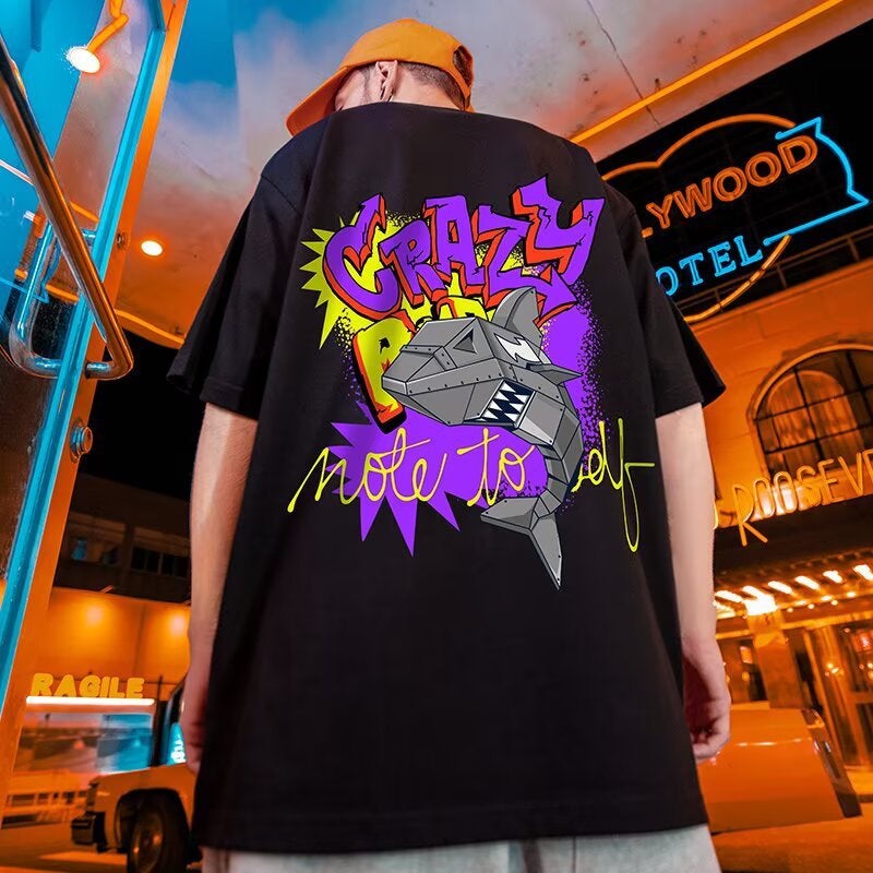 Plus-Size Trendy American-Style Simple Cotton T-Shirt for Men with Trendy Print Summer 150kg Short-Sleeve Youth Top - Image 4
