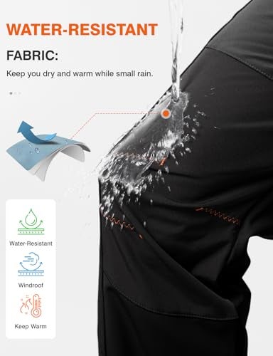 TBMPOY Men's Snow Ski Hiking Pants Waterproof Winter Fleece Lined Pants Camping Skiing Ice Fishing Pants with Belt 02 Thick Black L - Image 4