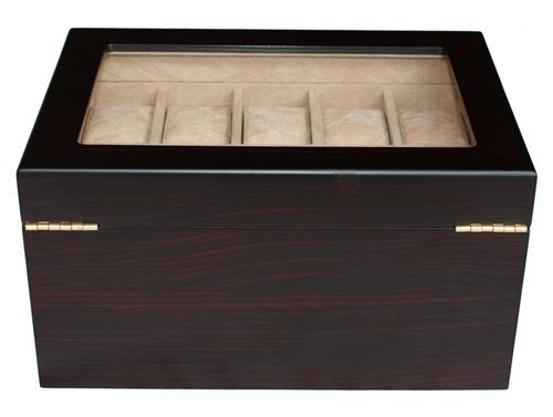 TimelyBuys 20 Piece Ebony Walnut Wood Men's Watch Box Display Case Collection Jewelry Box Storage Glass Top Father's Day Gift - Image 5