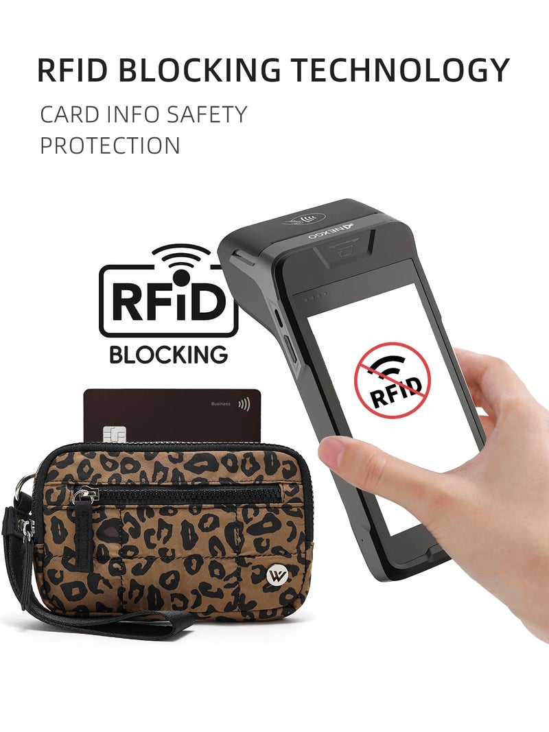 WESTBRONCO Wristlet Wallets for Women Nylon Quilted RFID Wallet with 3 Zipper Purse for Travel Credit Card Holder Phone Organizer - Image 4
