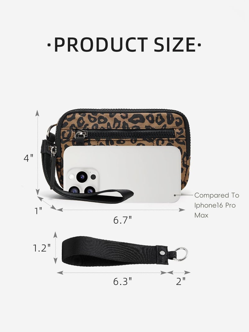 WESTBRONCO Wristlet Wallets for Women Nylon Quilted RFID Wallet with 3 Zipper Purse for Travel Credit Card Holder Phone Organizer - Image 2