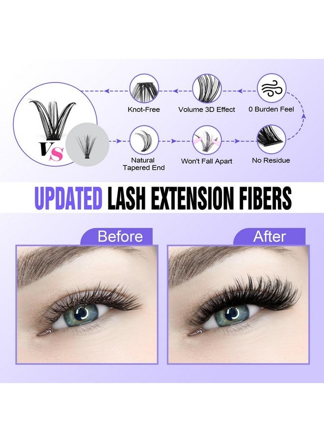 Pawotence Lash Clusters Kit 40D Individual Lashes Extension Kit Diy 280Pcs 9-16Mm Cluster Eyelash Extension Kit With Lash Bond And Seal, Lash Tweezers For Self Use (40D, 0.07D, 9-16Mm, Kit) - Image 3