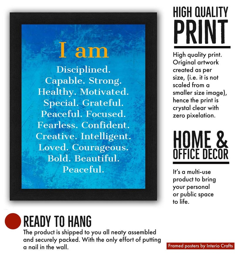 Interio Crafts Self Positive Affirmations Motivational Posters with Frame for Home Wall Decor - Blue (Frame Size :13"X10" Inches) - Image 3