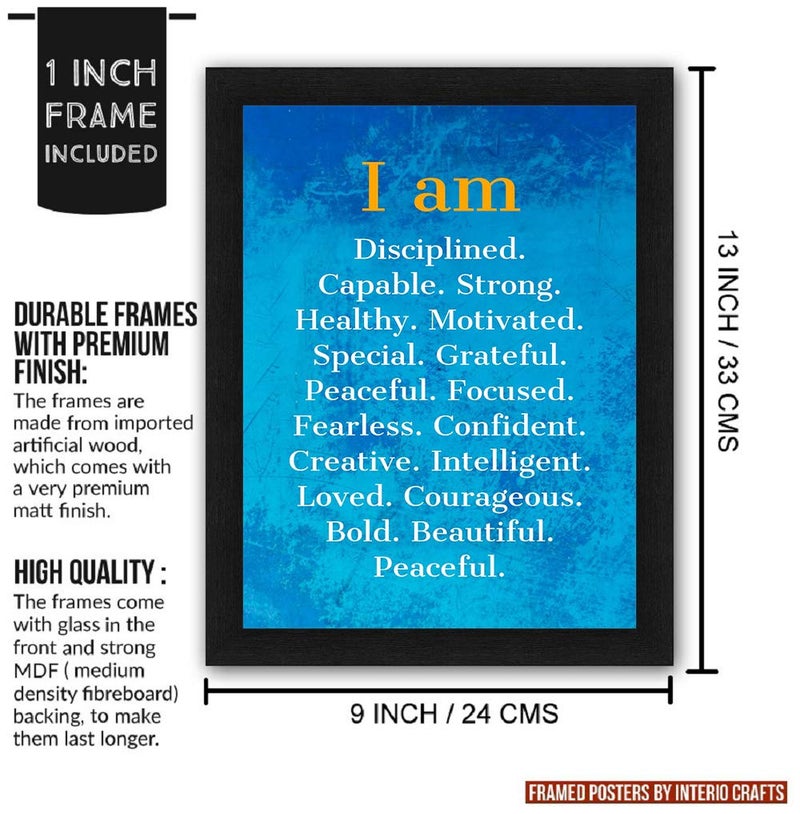 Interio Crafts Self Positive Affirmations Motivational Posters with Frame for Home Wall Decor - Blue (Frame Size :13"X10" Inches) - Image 4