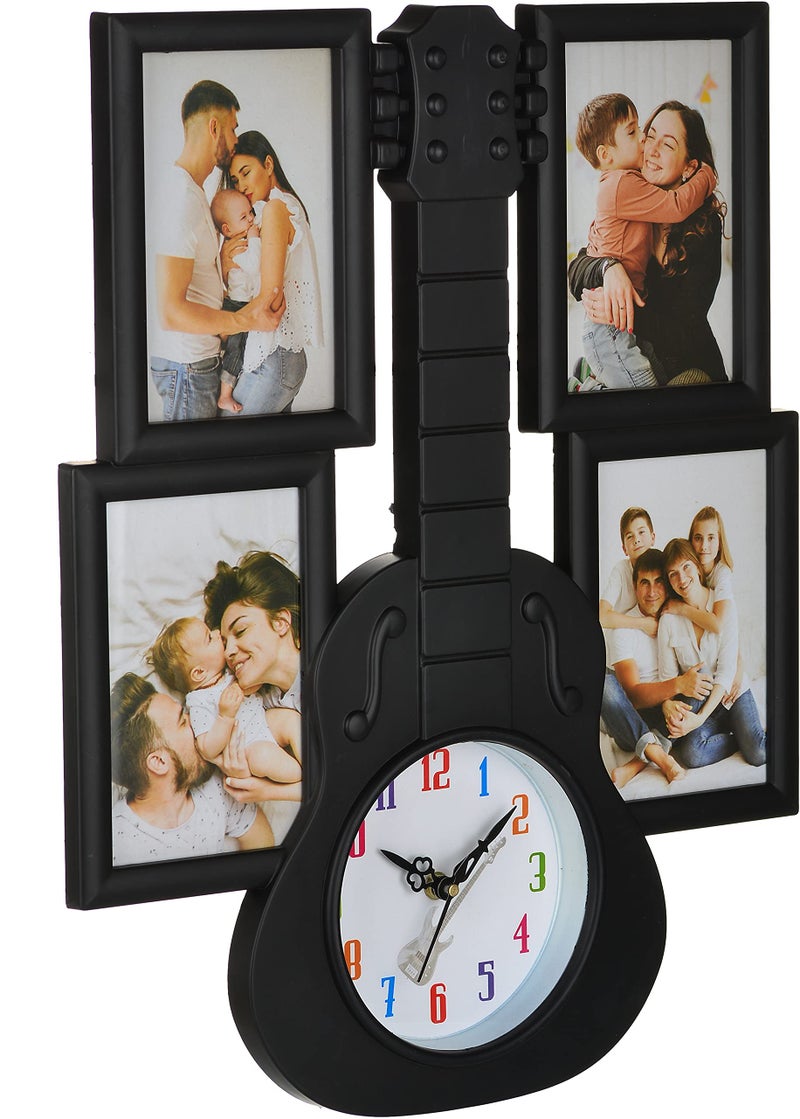 Harbour Analog Latest Stylish New Models Wall Clock with Photo Frames for Home Living Room Hall Bedroom (Size Height 43.5 cm X Width 35.5 cm)- Home Decor Big Size Wall Clock Mzhb 2, Black, King - Image 4