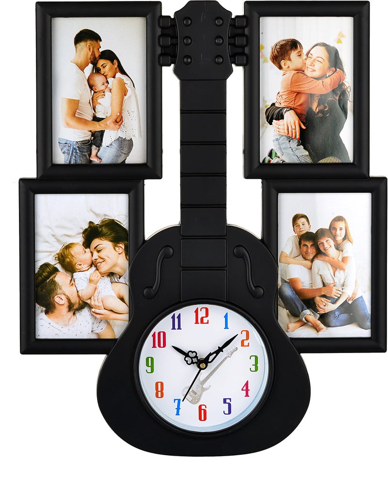 Harbour Analog Latest Stylish New Models Wall Clock with Photo Frames for Home Living Room Hall Bedroom (Size Height 43.5 cm X Width 35.5 cm)- Home Decor Big Size Wall Clock Mzhb 2, Black, King - Image 3