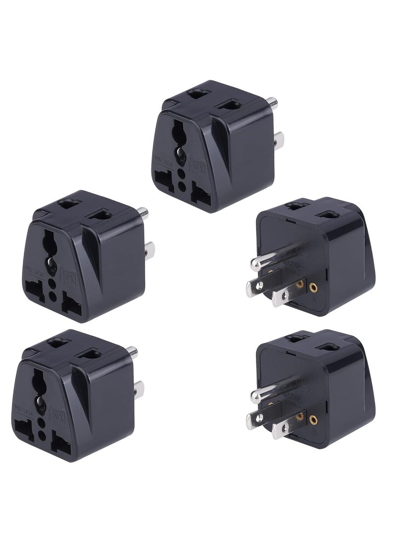 MX MX Universal Travel Adapter Type B India to USA Canada Japan More 2 in 1 Conversion Plug for Home and Official use Black Pack of 5  - Image 1