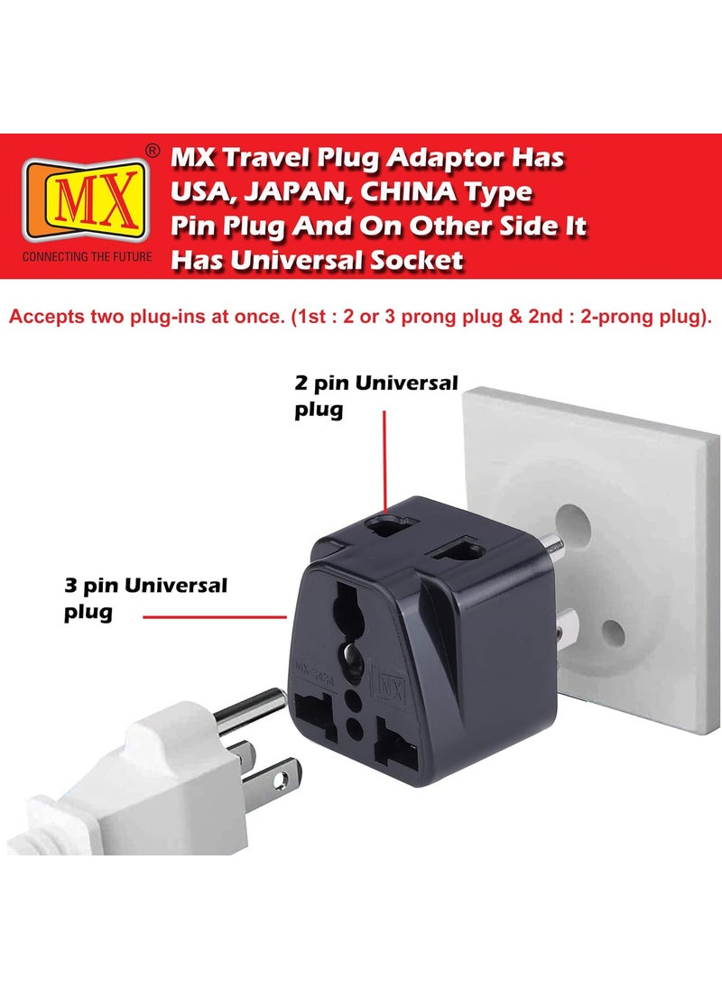 MX MX Universal Travel Adapter Type B India to USA Canada Japan More 2 in 1 Conversion Plug for Home and Official use Black Pack of 5  - Image 4