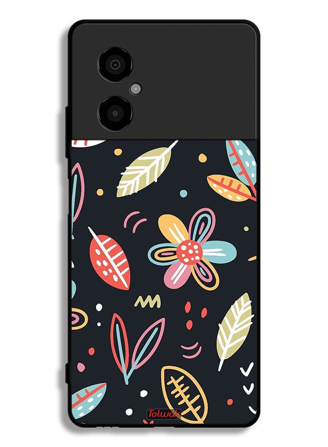 Tolwak Xiaomi Poco M4 5G Protective Case Cover Flowers And Leaves Abstract Art - Image 2