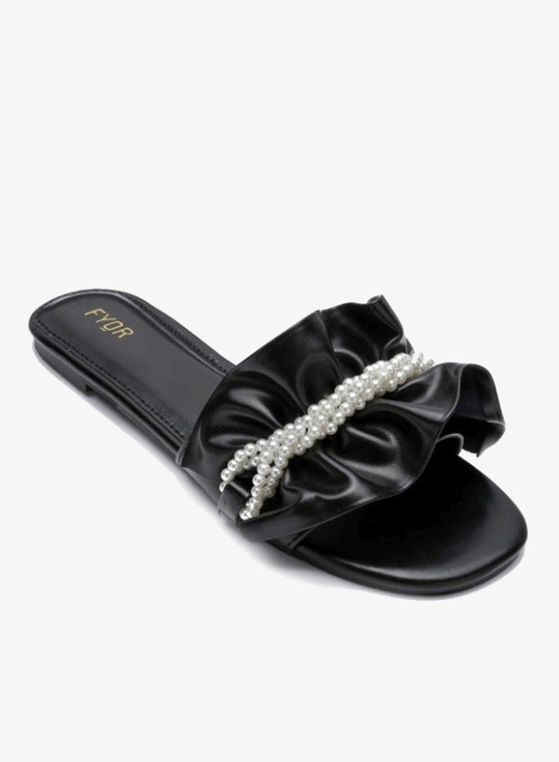 FYOR Pearl Detailed Ruched Slide Sandal MY 221 - Image 2