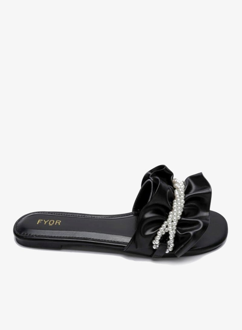 FYOR Pearl Detailed Ruched Slide Sandal MY 221 - Image 1