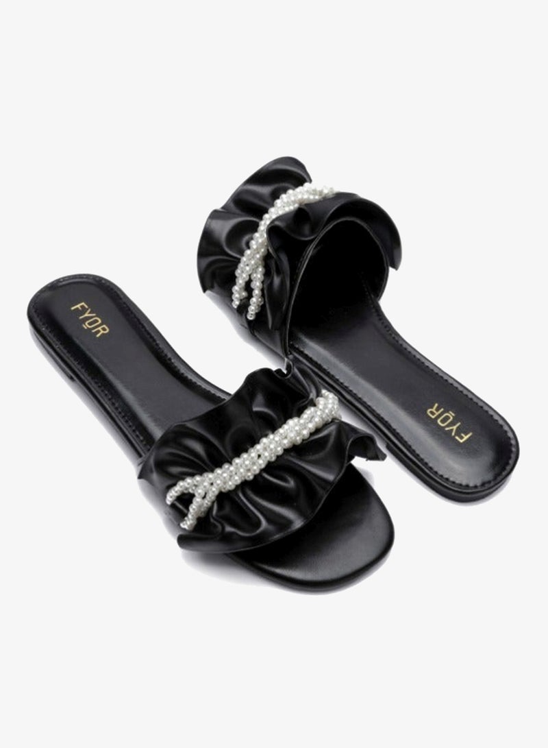 FYOR Pearl Detailed Ruched Slide Sandal MY 221 - Image 3