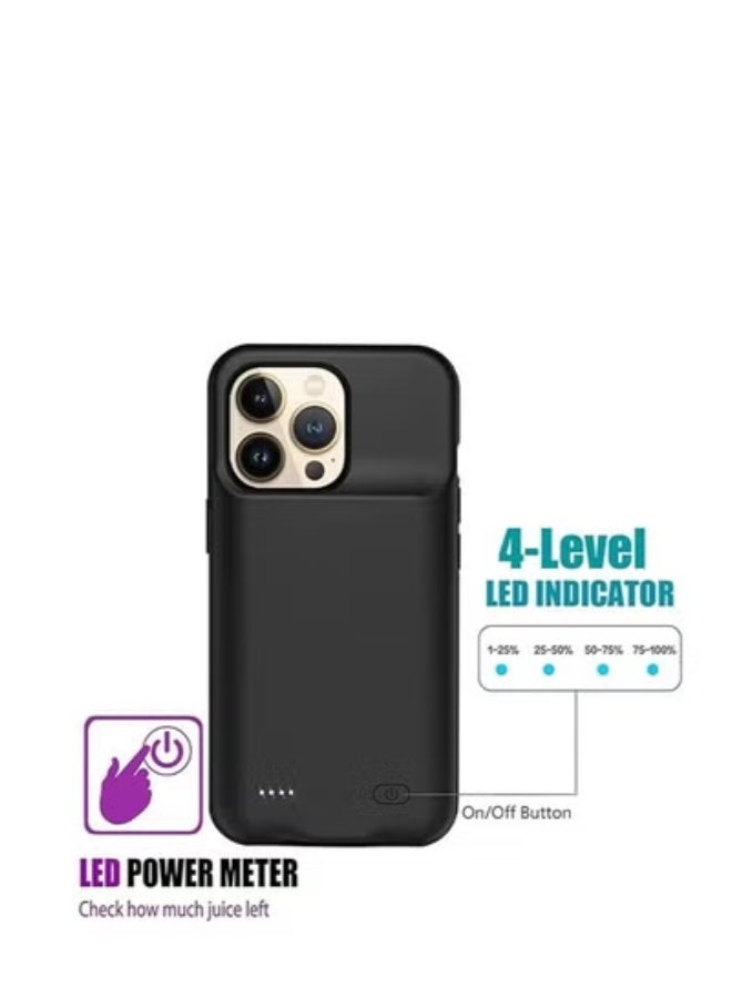 GULFLINK Wireless Protective Charging Case Cover For iPhone 15 Pro Max 5000mah Black - Image 2