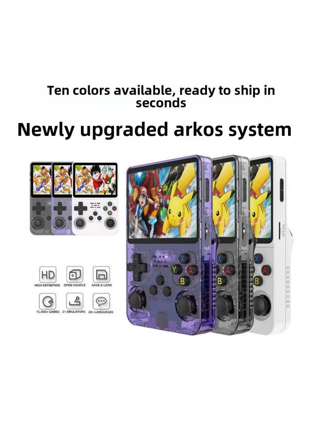Generic - R36S Open Source Handheld Game Machine 3D Dual System Portable Game Machine Nostalgic Handheld Game Machine Cross-border-Product Color:English 64g Single Card-Model:[transparent Light Blue] R36s Open Source Handheld Game Console - Image 1
