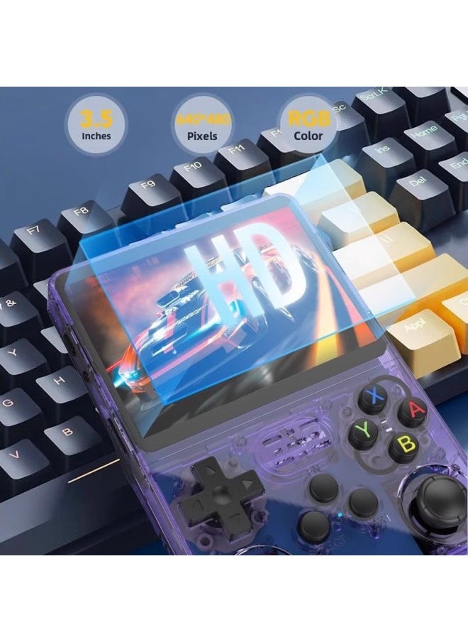 Generic - R36S Open Source Handheld Game Machine 3D Dual System Portable Game Machine Nostalgic Handheld Game Machine Cross-border-Product Color:English 64g Single Card-Model:[transparent Light Blue] R36s Open Source Handheld Game Console - Image 1