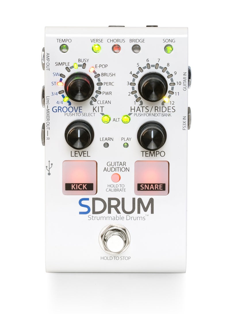 digi-tech DigiTech SDRUM-V-04 – Band Creator Series Strummable Drums Pedal | BeatScratch Technology | 5 Drum Kits | JamSync Support | Studio Quality Samples - Image 1