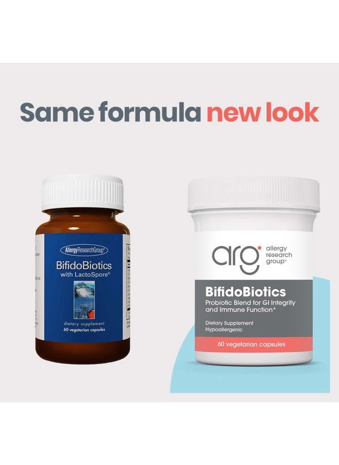 Allergy Research Group - BifidoBiotics - Probiotics for Men & Women, for Digestive Health, Bifidobacterium, Lactobif, Vegetarian Capsules - 60 Count - Image 1