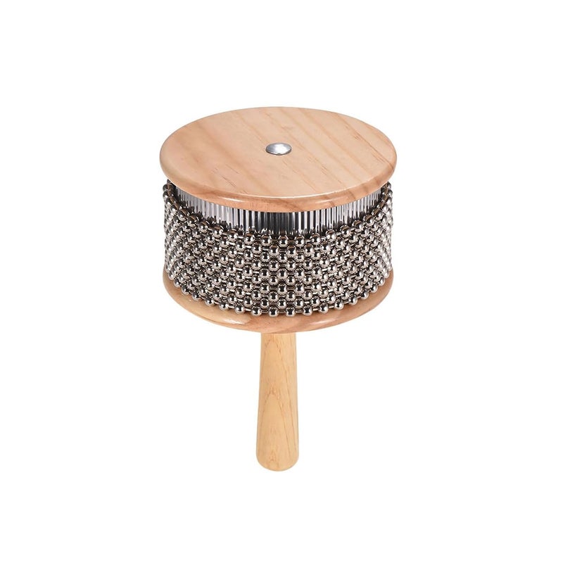 Softline Pro Wooden Cabasa Percussion Musical Instrument Metal Beaded Chain & Cylinder Pop Hand Shake (SP WC-450) - Image 1