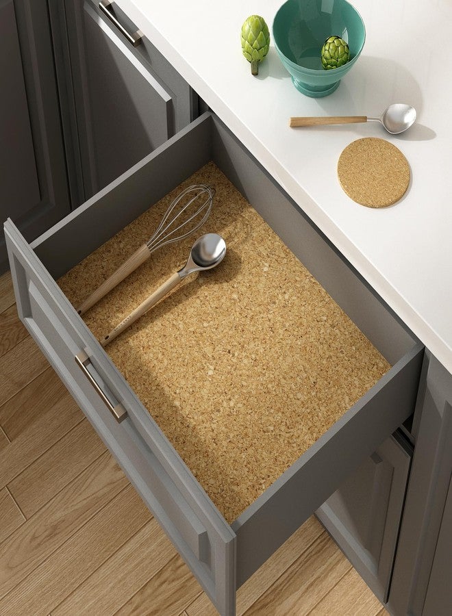 Decotalk Multi-purpose Cork Shelf Liner - 3ftx10ft Self Adhesive Cork Drawer Liners for Kitchen Peel and Stick Corks Liners for Cabinets and Drawers, Brown, Self-Adhesive Corks Sheet Roll, Easy to Use - Image 2