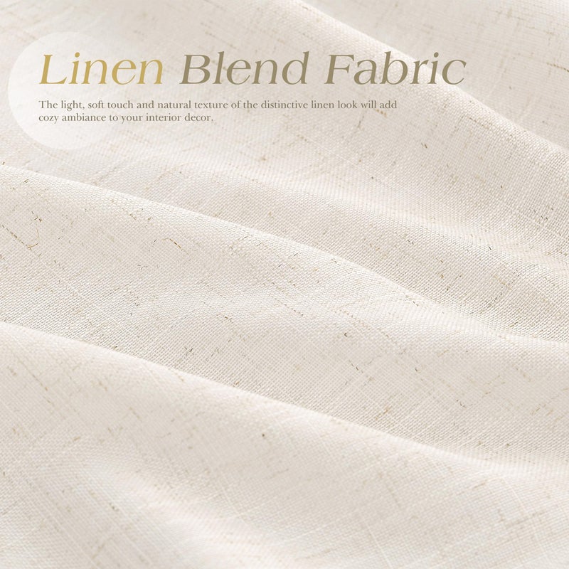 Nanspring Beige شبه مكثف الستائر الكتان 100 بوصة طول 2 لوحين لغرفة الطعام نغمة جروميت الستار - Image 4