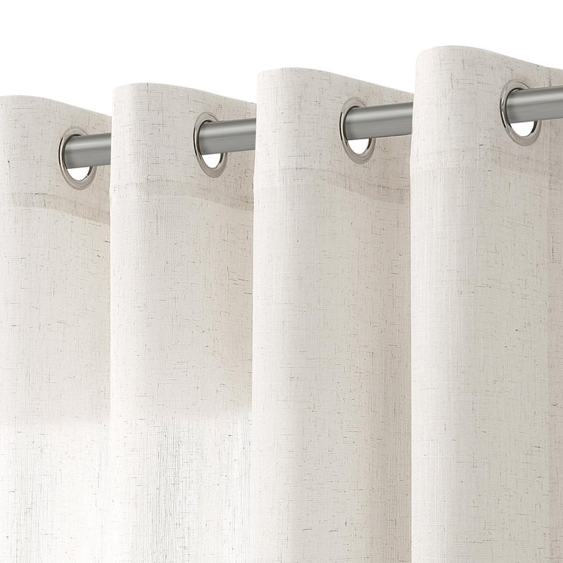 Nanspring Beige شبه مكثف الستائر الكتان 100 بوصة طول 2 لوحين لغرفة الطعام نغمة جروميت الستار - Image 3