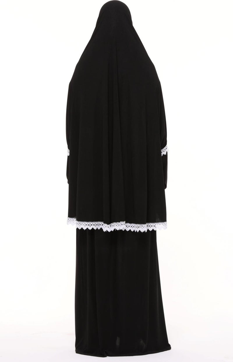 Altobeh Women's Two Piece Lycra Sandy Fabric Ruched Sleeve Prayer Dress  - Image 1
