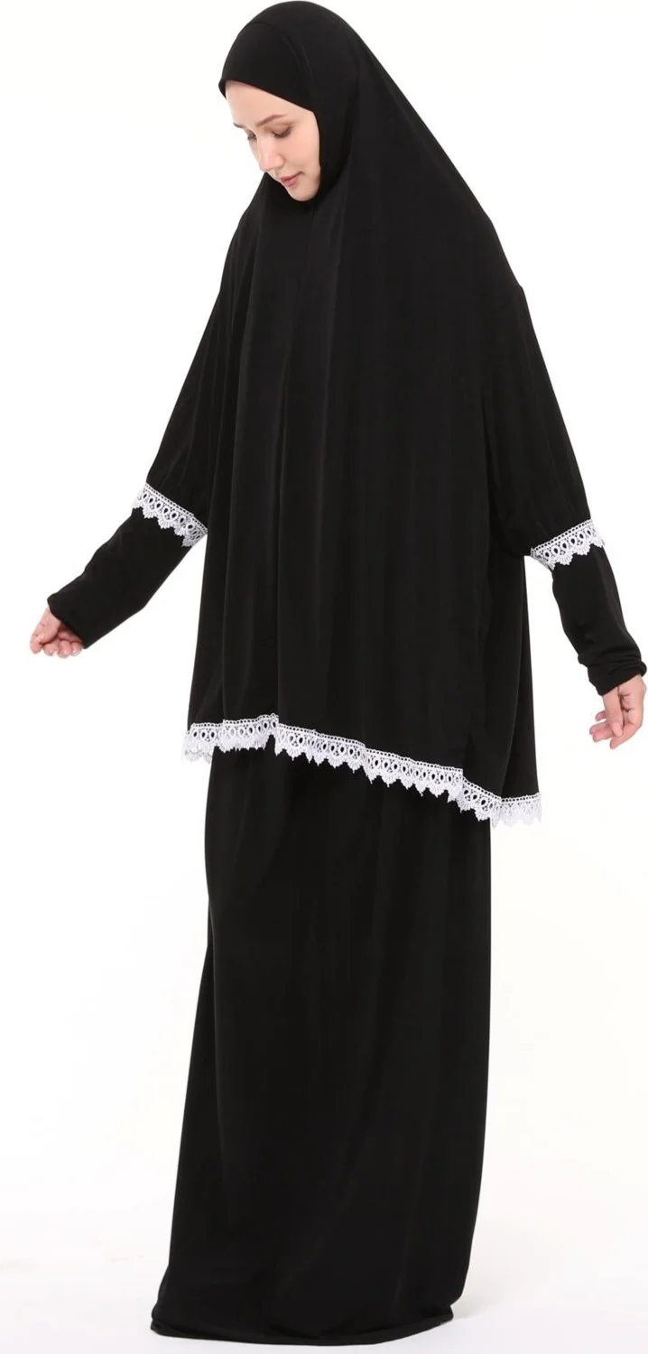 Altobeh Women's Two Piece Lycra Sandy Fabric Ruched Sleeve Prayer Dress