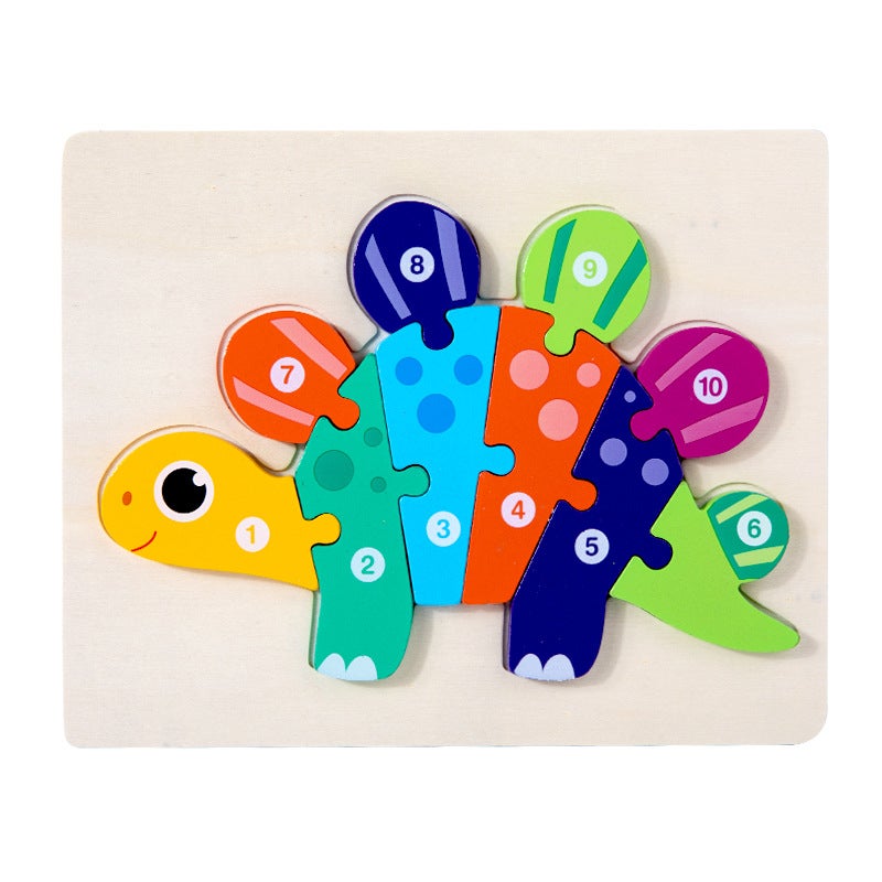 Young Kidsren'S Wooden Early Education Animal Digital Traffic Cognitive Puzzle Wooden 3D Buckle Stereo Puzzle Educational Toy - Image 1