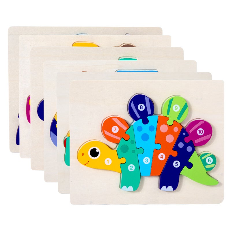 Young Kidsren'S Wooden Early Education Animal Digital Traffic Cognitive Puzzle Wooden 3D Buckle Stereo Puzzle Educational Toy - Image 4