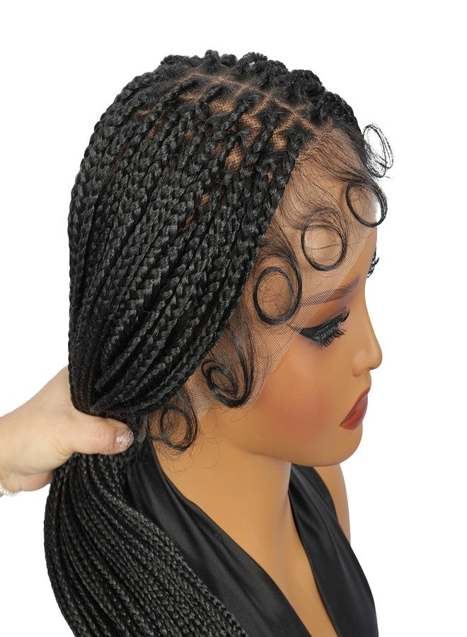 SUPERNOVA Full Lace Knotless Box Braided Wig With Baby Hair Square Knotless Full Handmade Boho Braided Wigs For Black Women Synthetic Hair Boho Braids Wig 36 Inch - Image 4