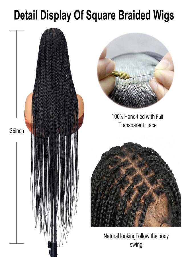 SUPERNOVA Full Lace Knotless Box Braided Wig With Baby Hair Square Knotless Full Handmade Boho Braided Wigs For Black Women Synthetic Hair Boho Braids Wig 36 Inch - Image 2