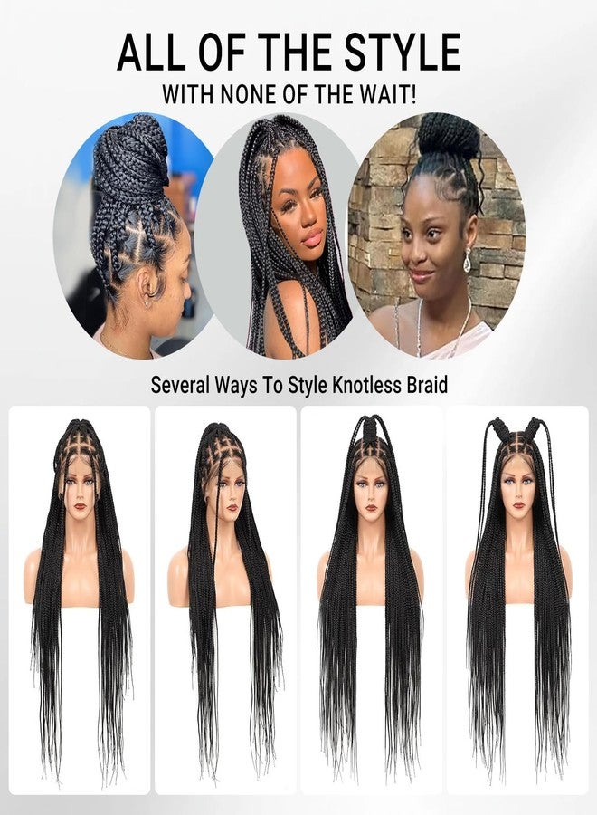 SUPERNOVA Full Lace Knotless Box Braided Wig With Baby Hair Square Knotless Full Handmade Boho Braided Wigs For Black Women Synthetic Hair Boho Braids Wig 36 Inch - Image 3